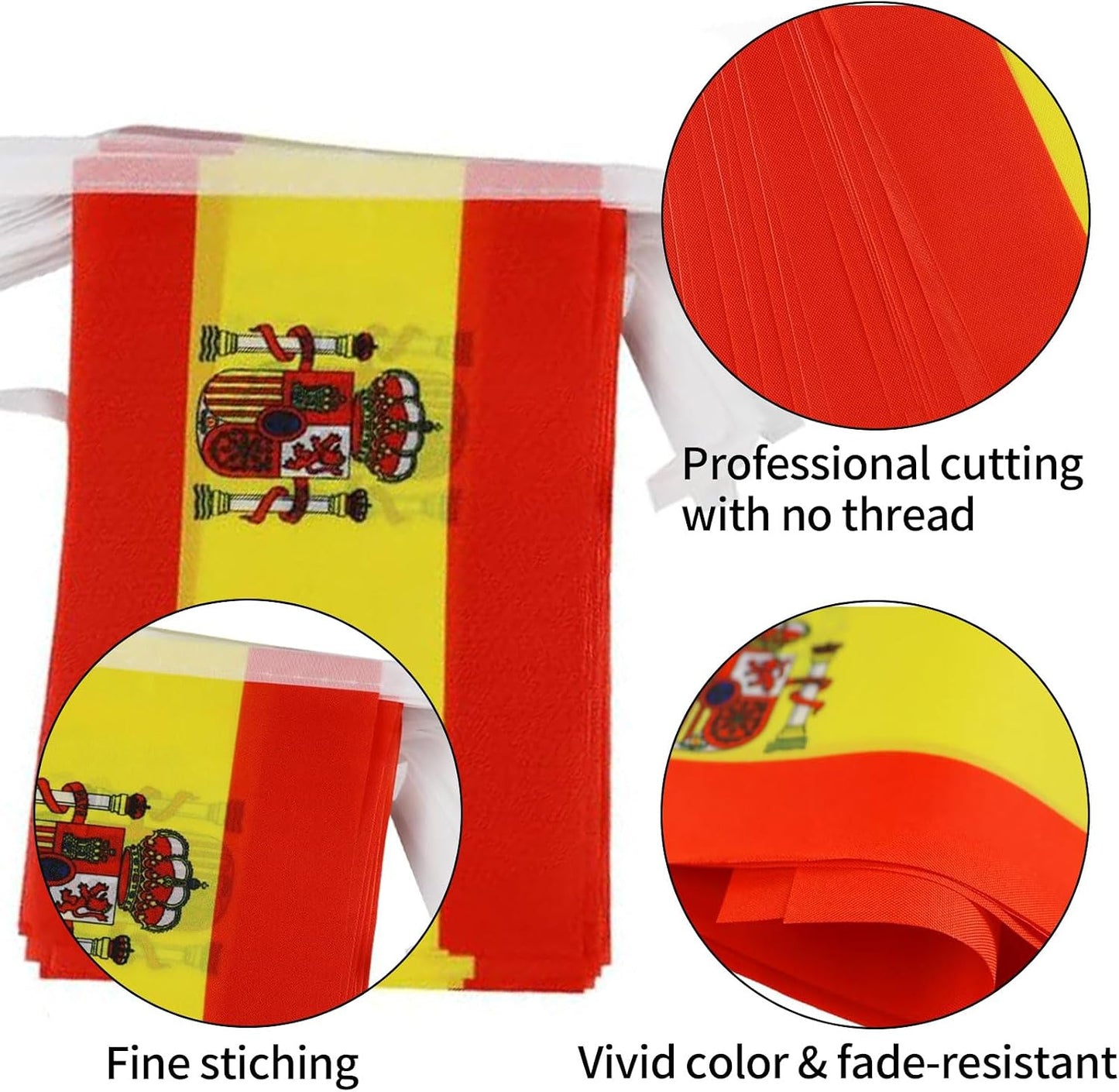 Bandera España mini de cuerda para eventos deportivos