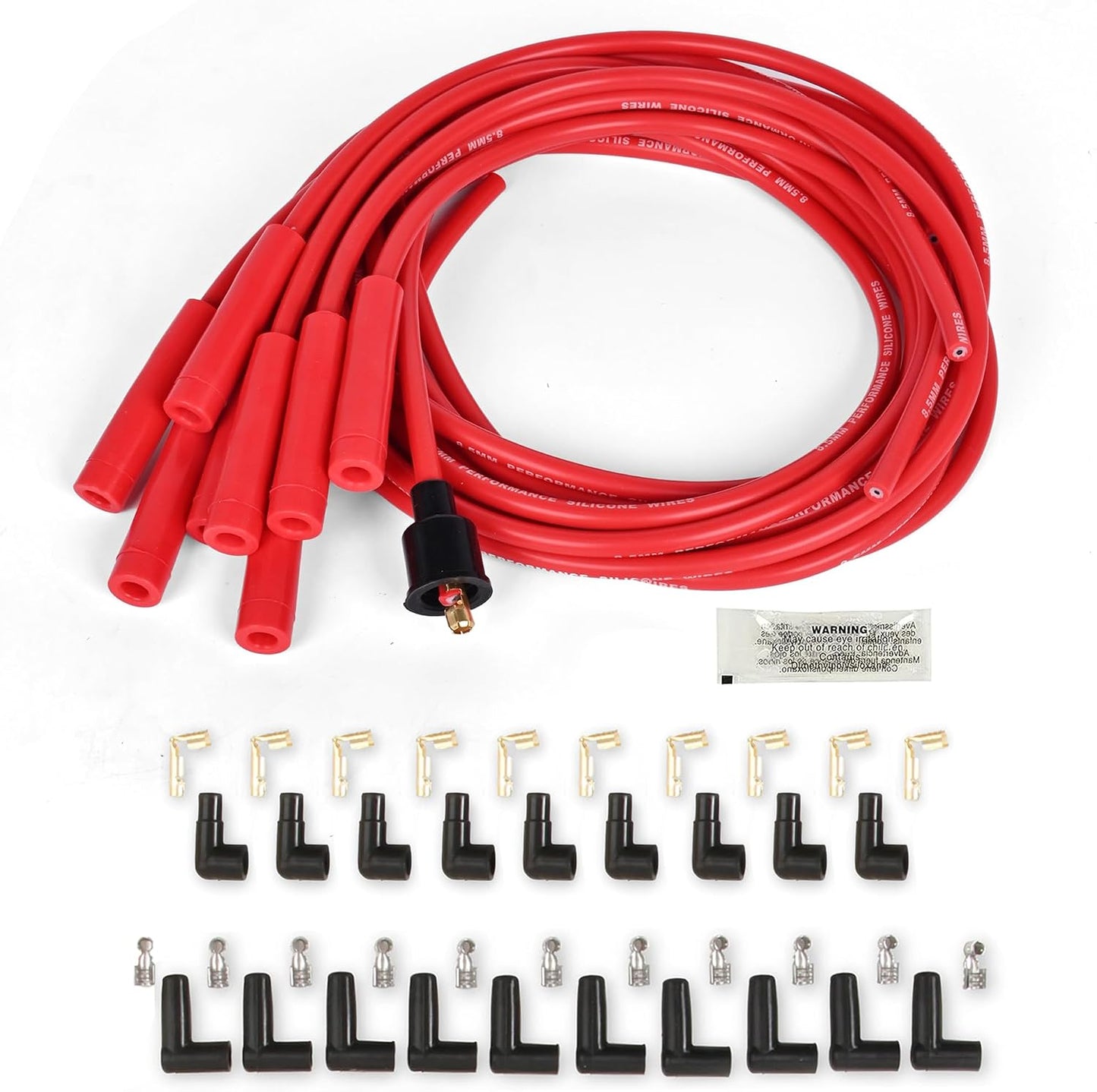 Set cables bujía universal 0.335pulg arranque recto HEI rojo