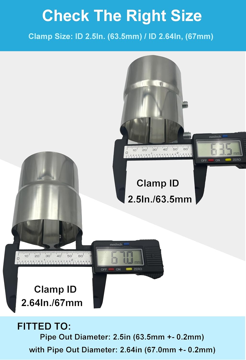 Abrazaderas escape 2.5pulg acero inox 304 para reparación