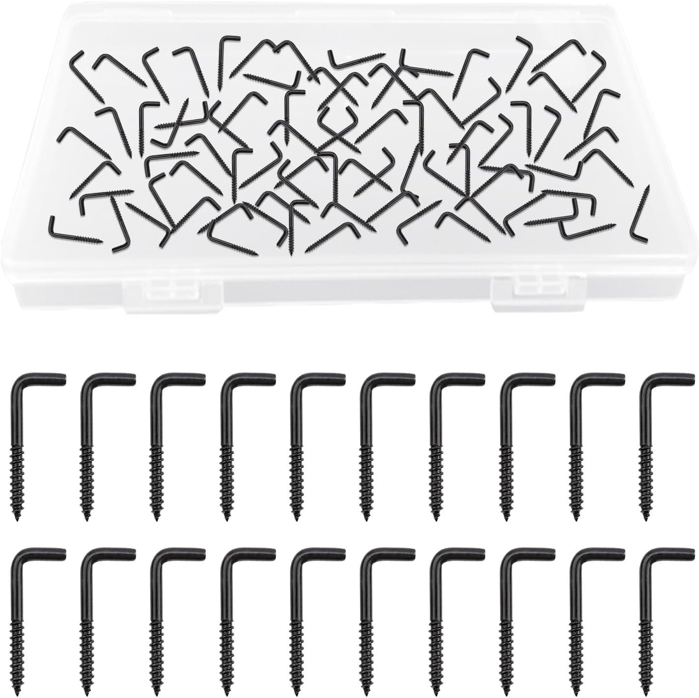70 Ganchos Acero Carbono Negro Forma L 2.4x20 Pared