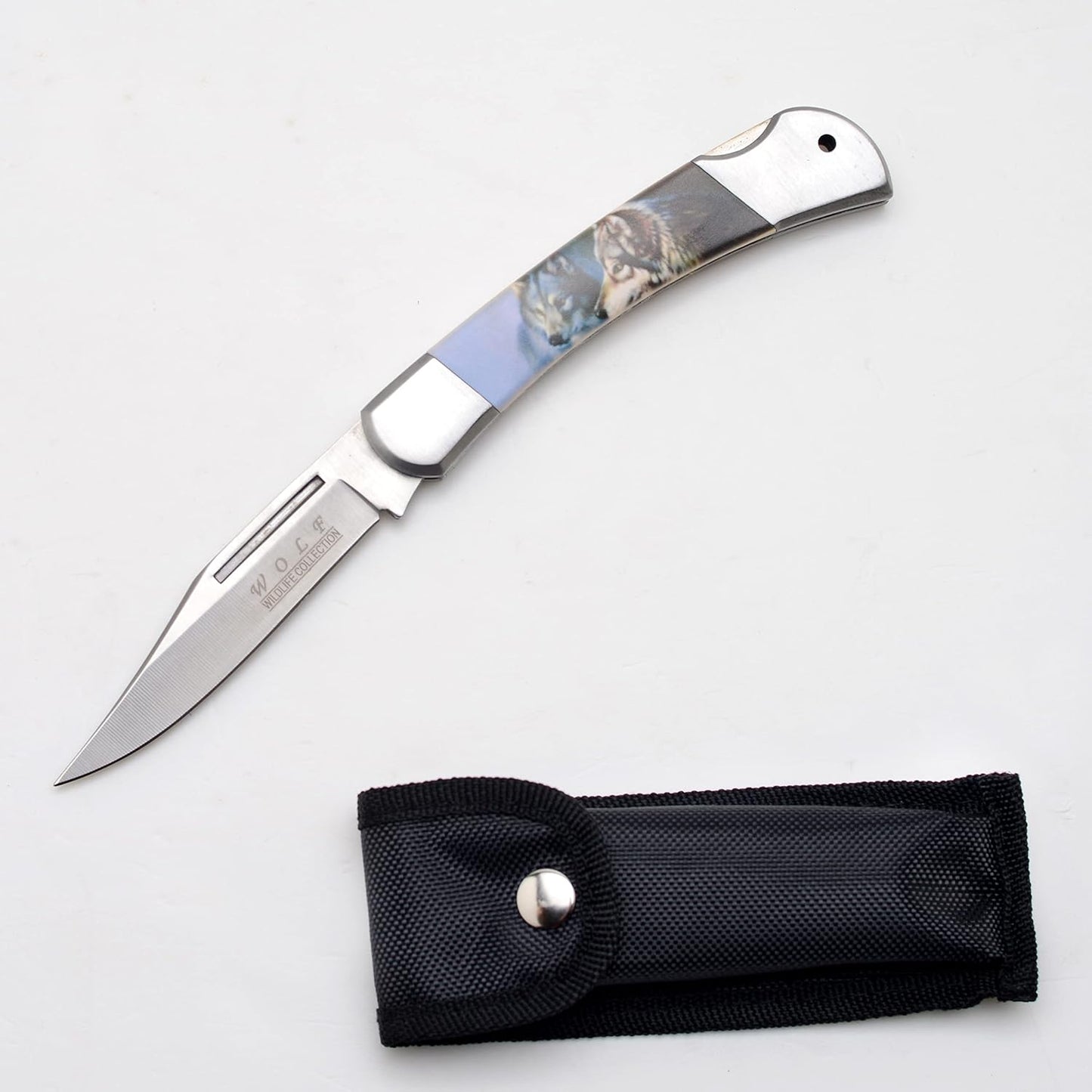 Cuchillo bolsillo plegable mango lobo