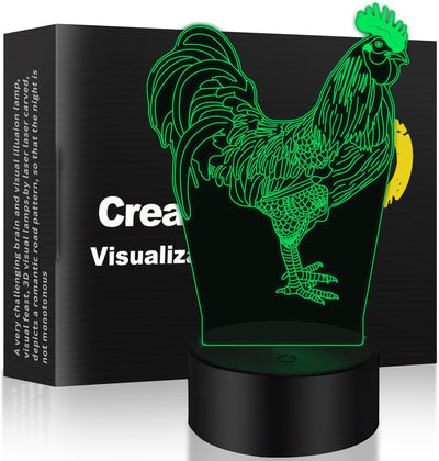 Lámpara noche 3D pollo 7 colores LED USB tactil decoración