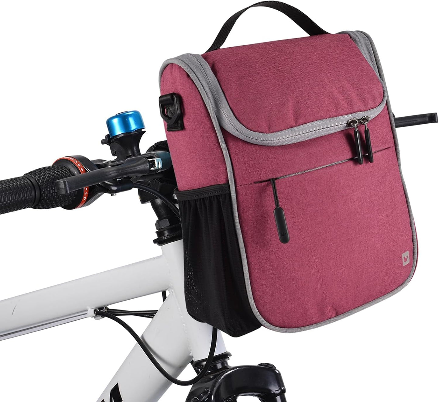 Bolsa impermeable manubrio bicicleta cesta hombro lona rosa