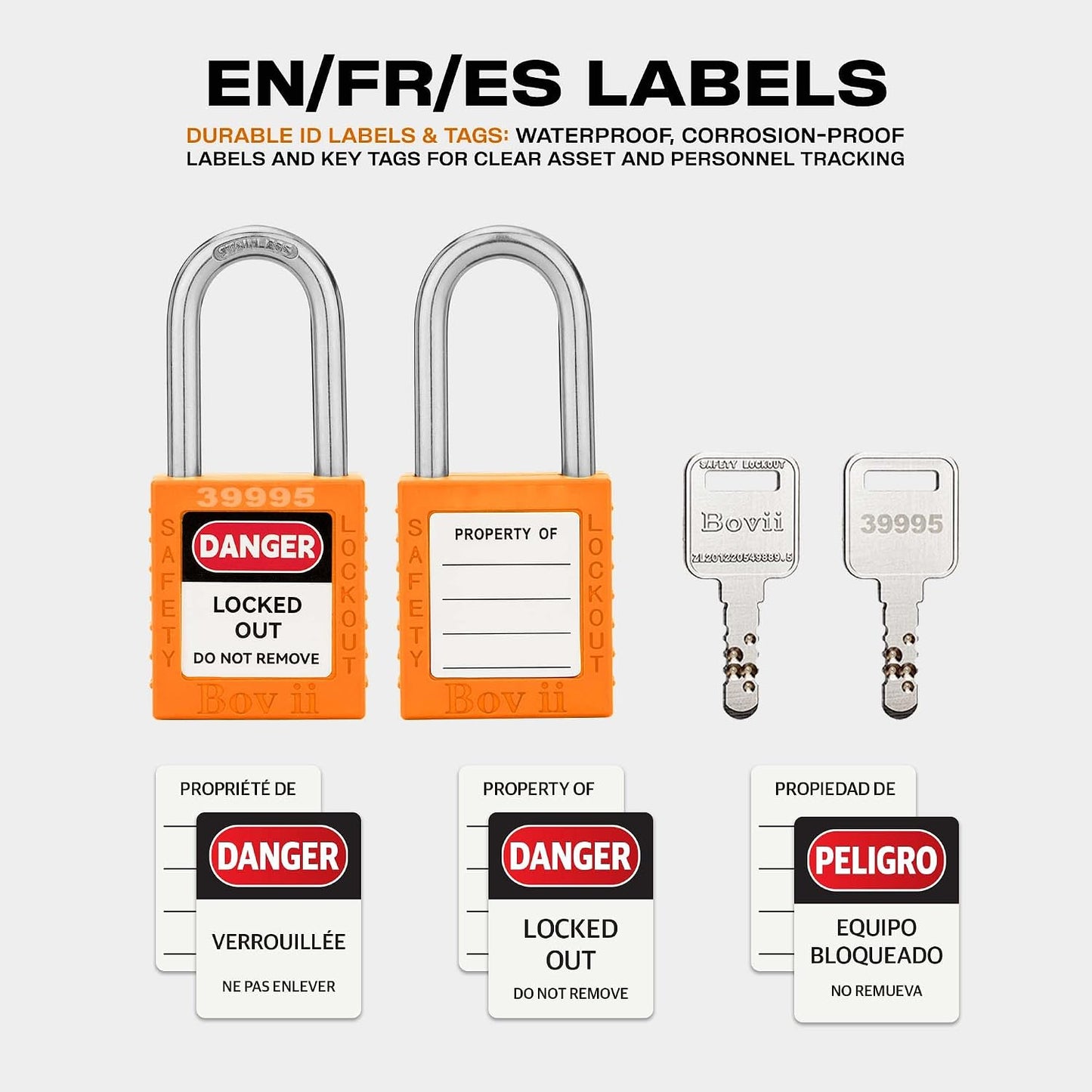 Set 6 Cerraduras Seguridad con Llave Naranja para Estaciones