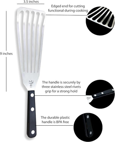 Espátula acero inox ranurada para pescado y huevos