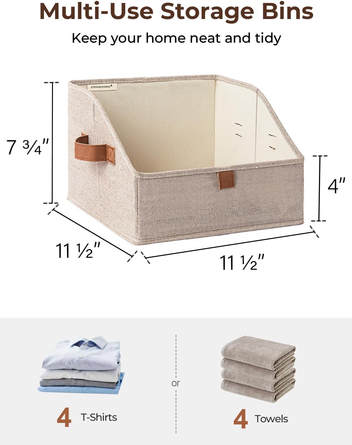 Caja organizadora tela para ropa tamaño pequeño marrón