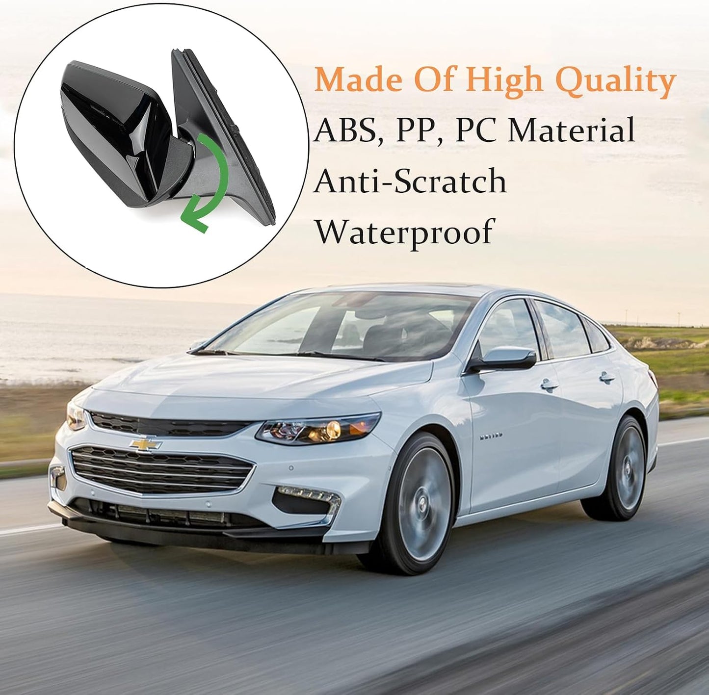 Espejo lateral Chevy Malibu 16-22 con luz y calefacción