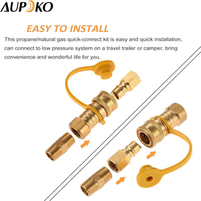 Conector gas propano 3/8pulg latón macizo desconexión rápida