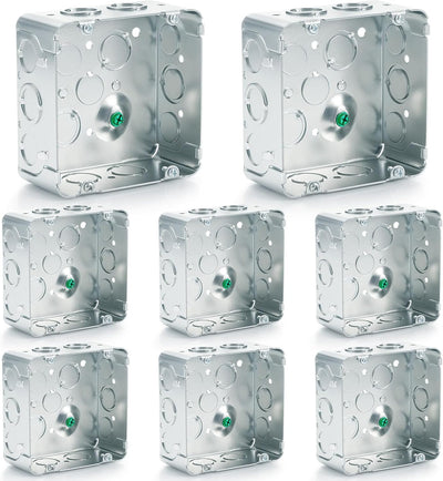 8 Cajas Conexión Eléctrica Metal 4-11/16pulg Acero