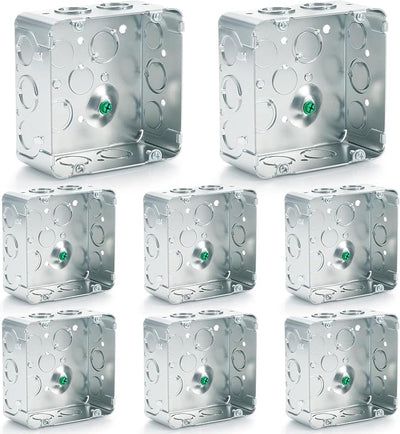 8 Cajas Conexión Eléctrica Metal 4-11/16pulg Acero