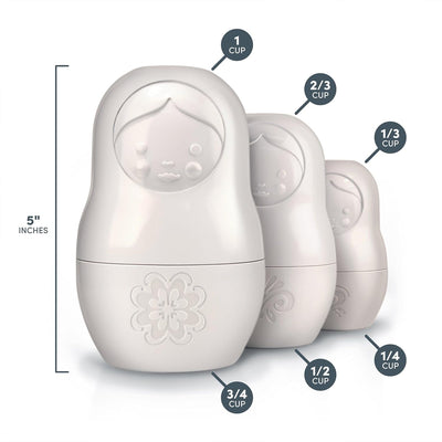 Set 6 Tazas Medidoras Anidadas Estilo Matrioska Blanco