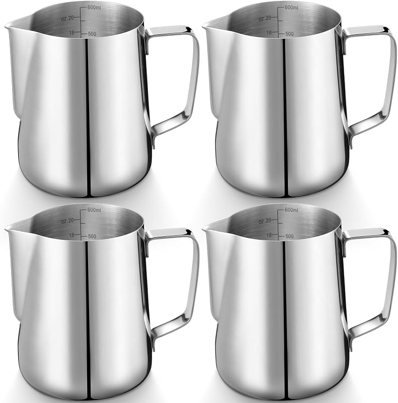 4 Jarras Espuma Leche Acero Inox 304 Cafetería 20oz