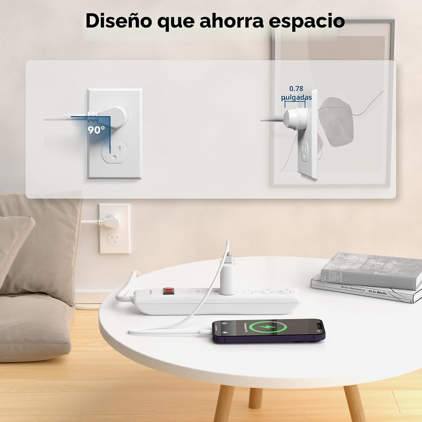 Regleta sobretensión 6 tomas 4ft 600julios con cubiertas giro