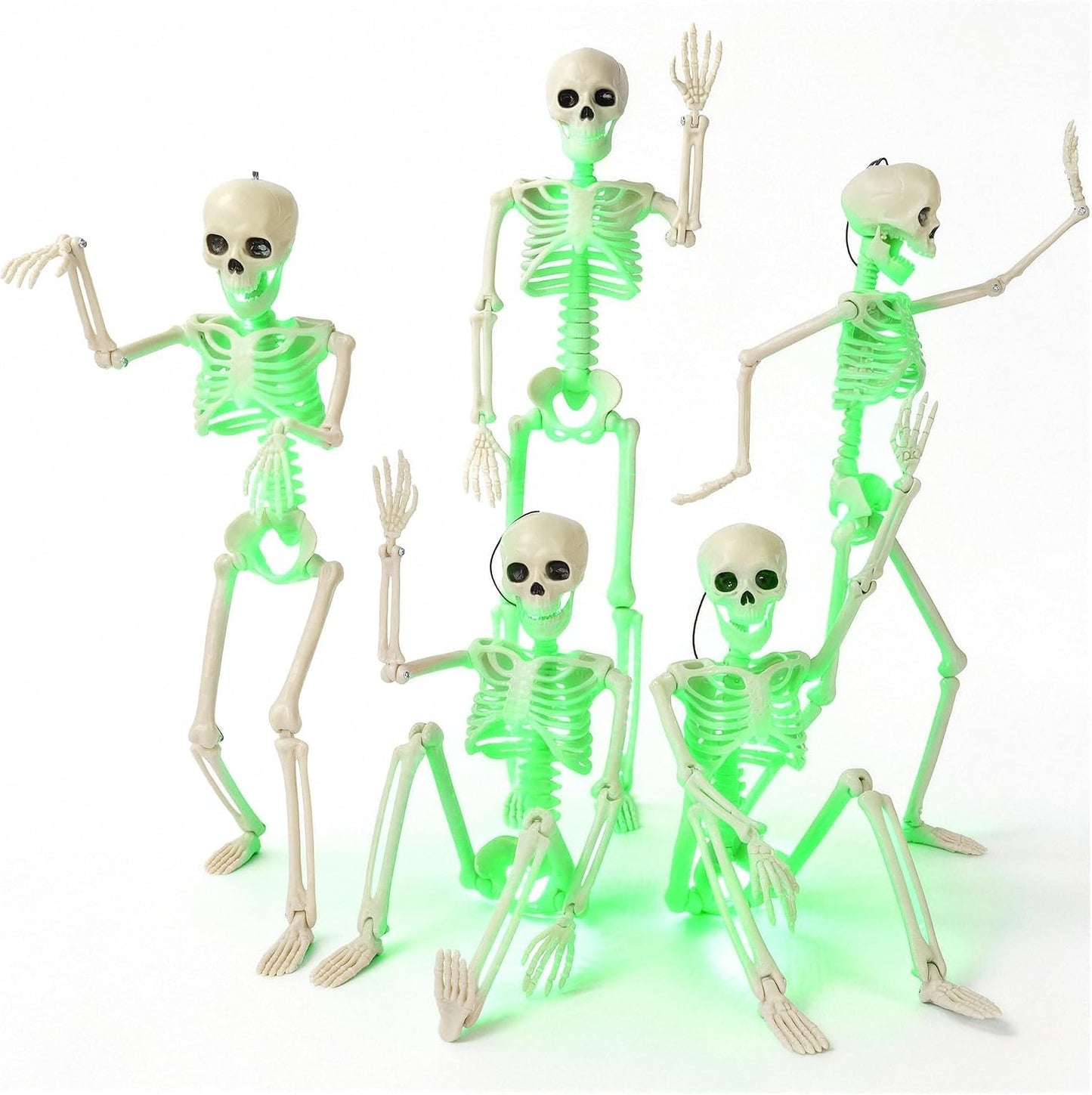 Esqueletos iluminados Halloween 16" set 5 articulados