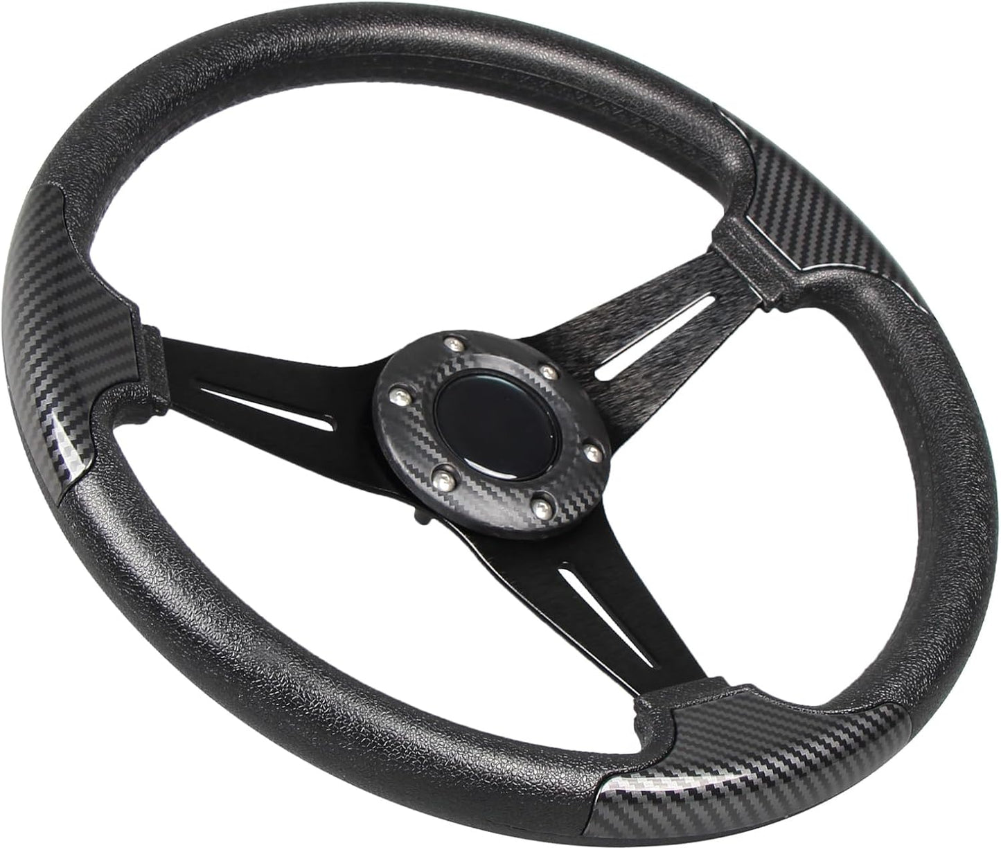 Volante carreras fibra carbono 13.8" plana 6 pernos aluminio
