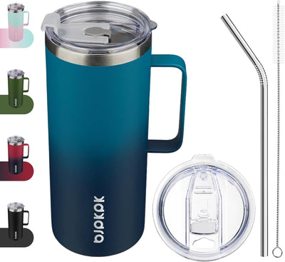 Vaso térmico acero inox 32oz con 2 tapas asa sin BPA