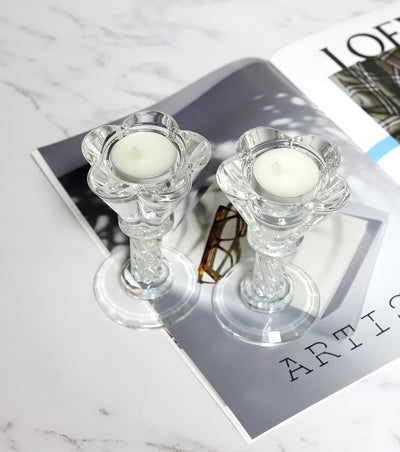 Set 2 portavelas cristal candelabros transparentes para mesa