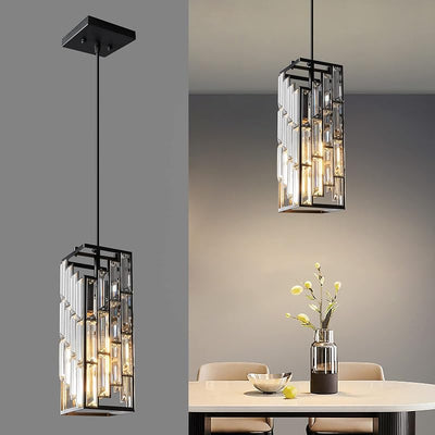 Lámpara colgante negra moderna con candelabros cristal