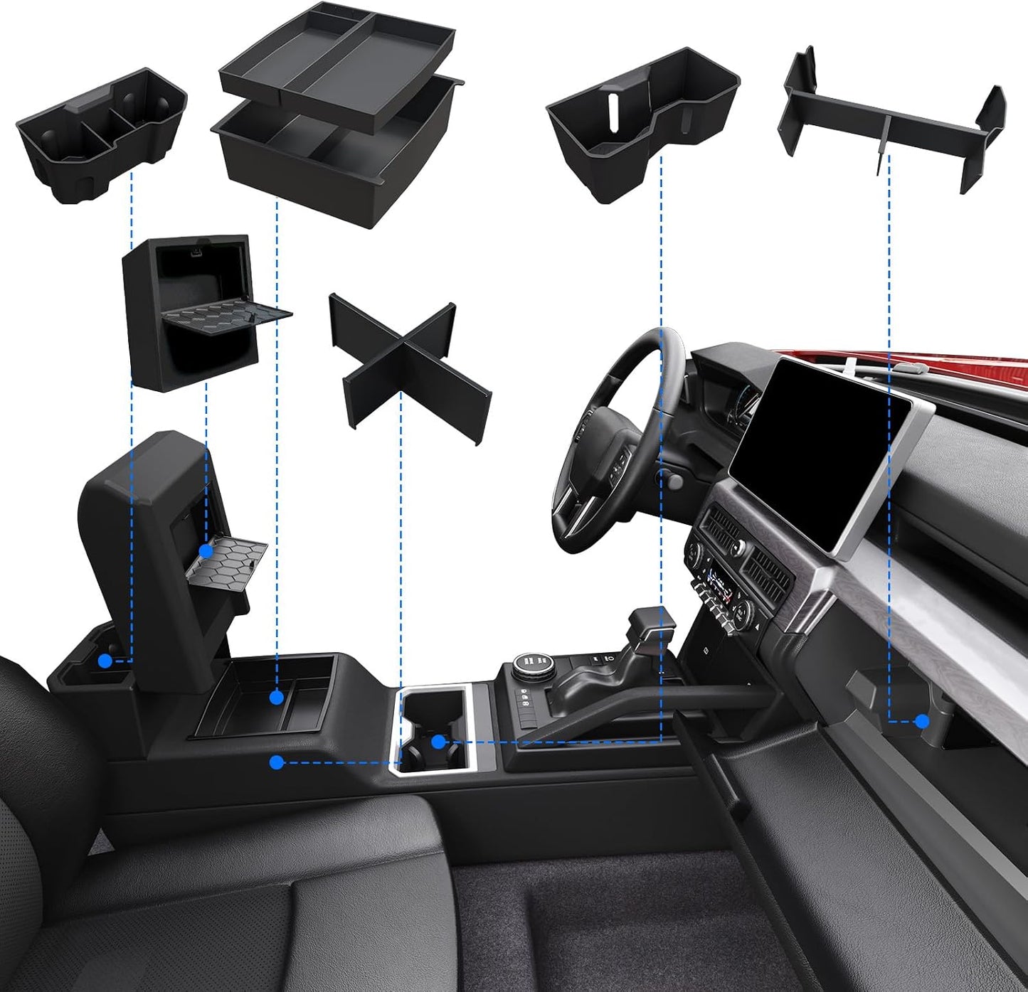 6 Pzas bandeja organizadora consola Toyota Tacoma 2024-25