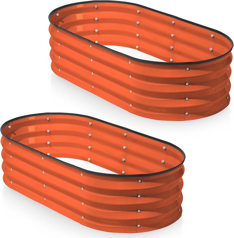 Camas jardín elevadas galvanizadas 4x2x1pie (2 pzas) naranja