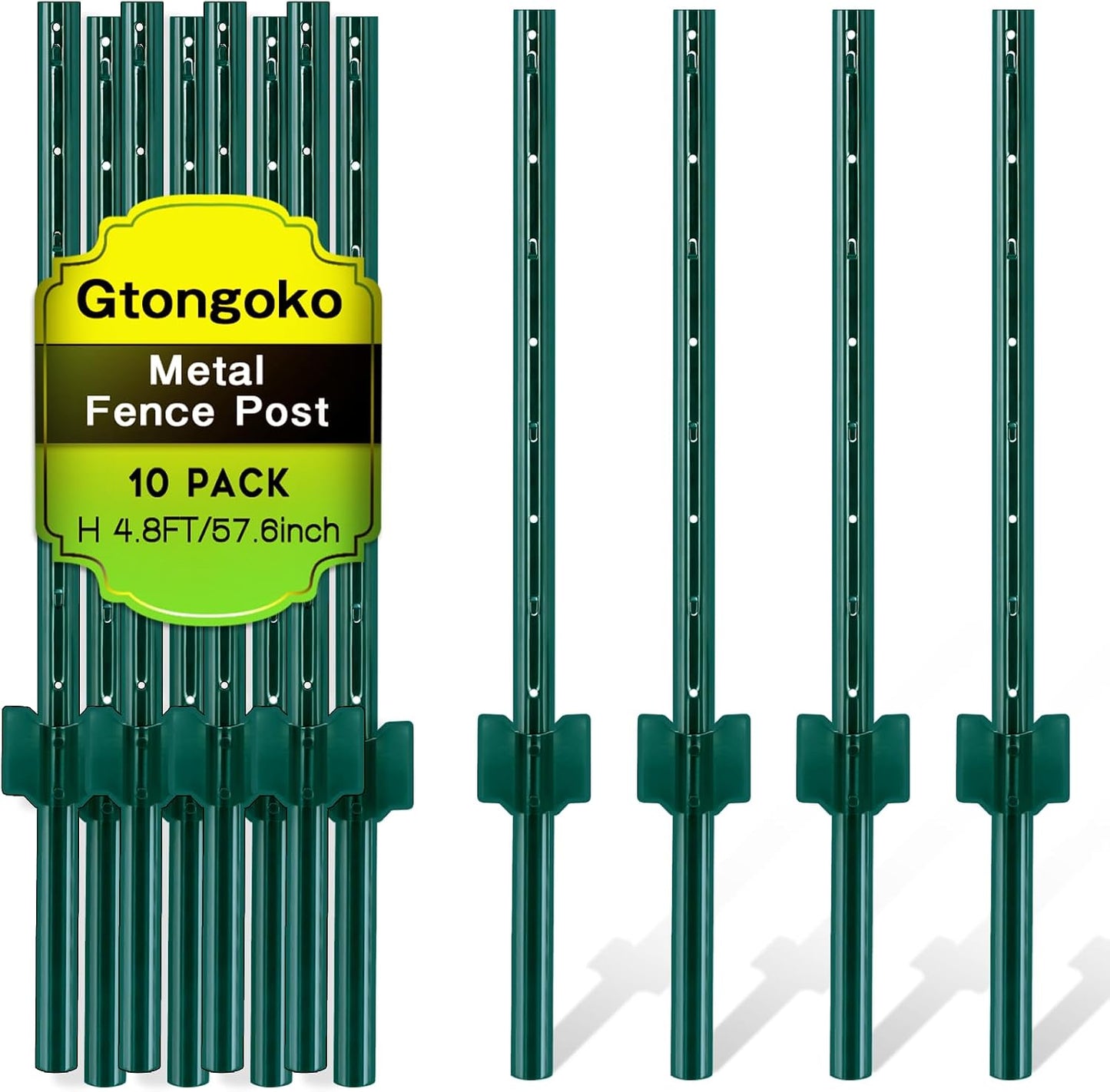 Poste valla metal resistente 4.8ft pack 10 T verdes jardín
