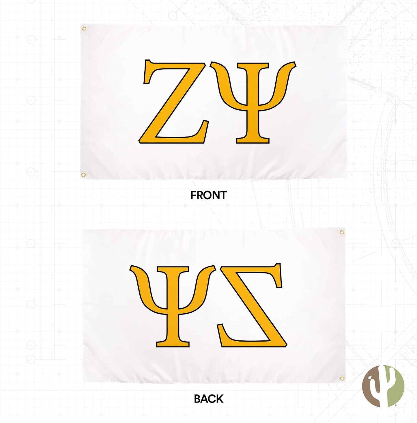 Letrero Zeta Psi 3x5ft decorativo