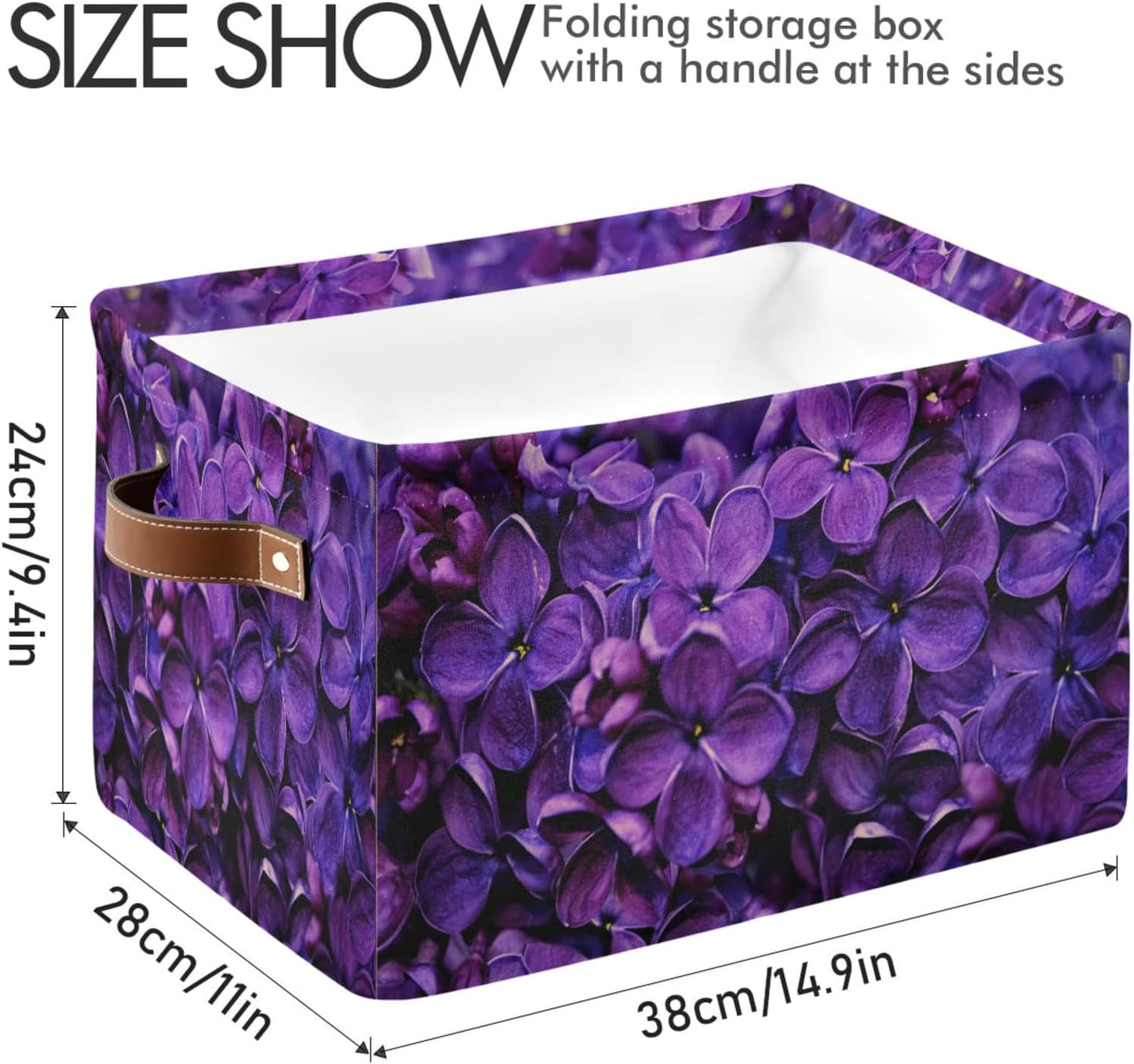 Cesta almacenamiento plegable lila con asa impermeable