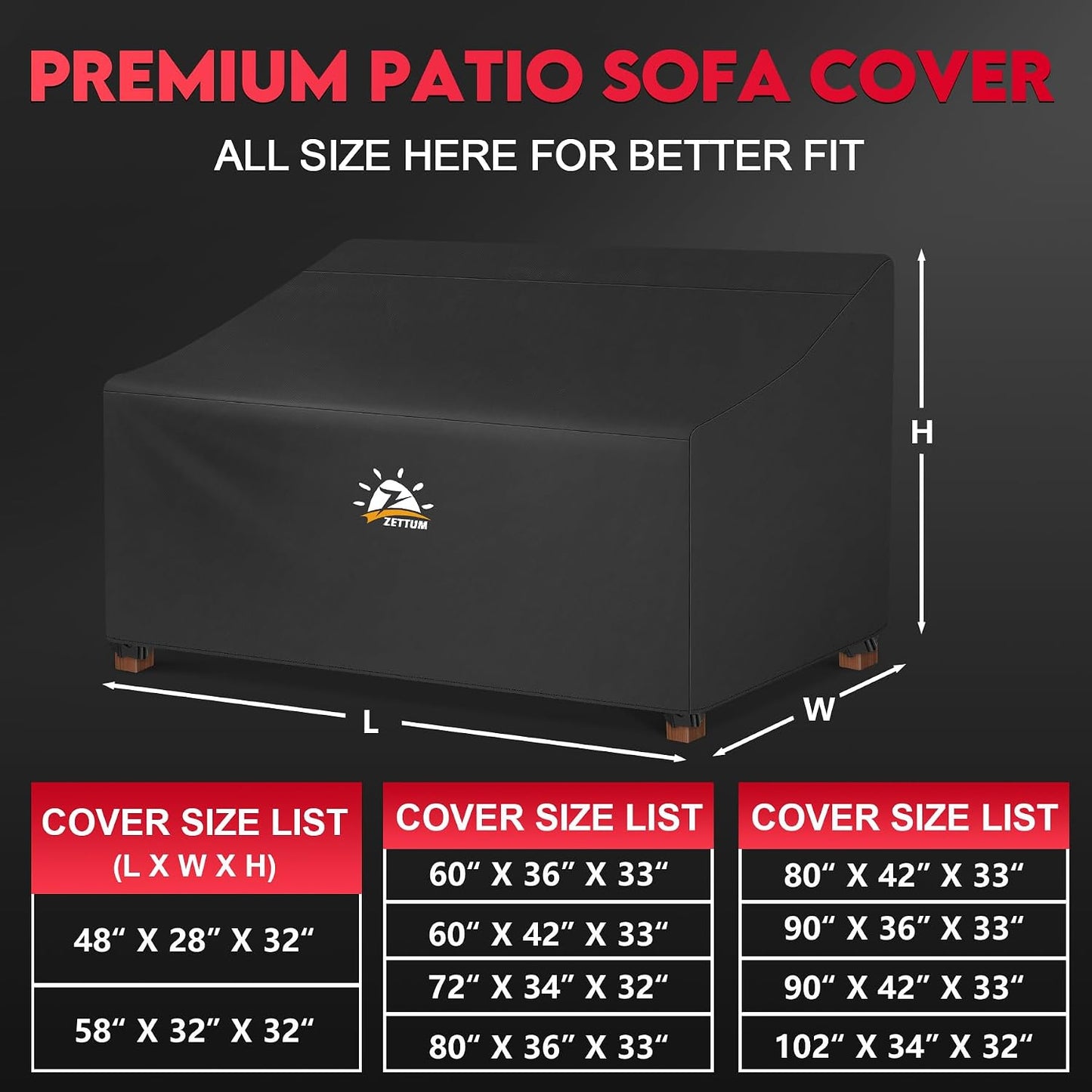 Funda sofá exterior 90x42x33pulg 600D impermeable