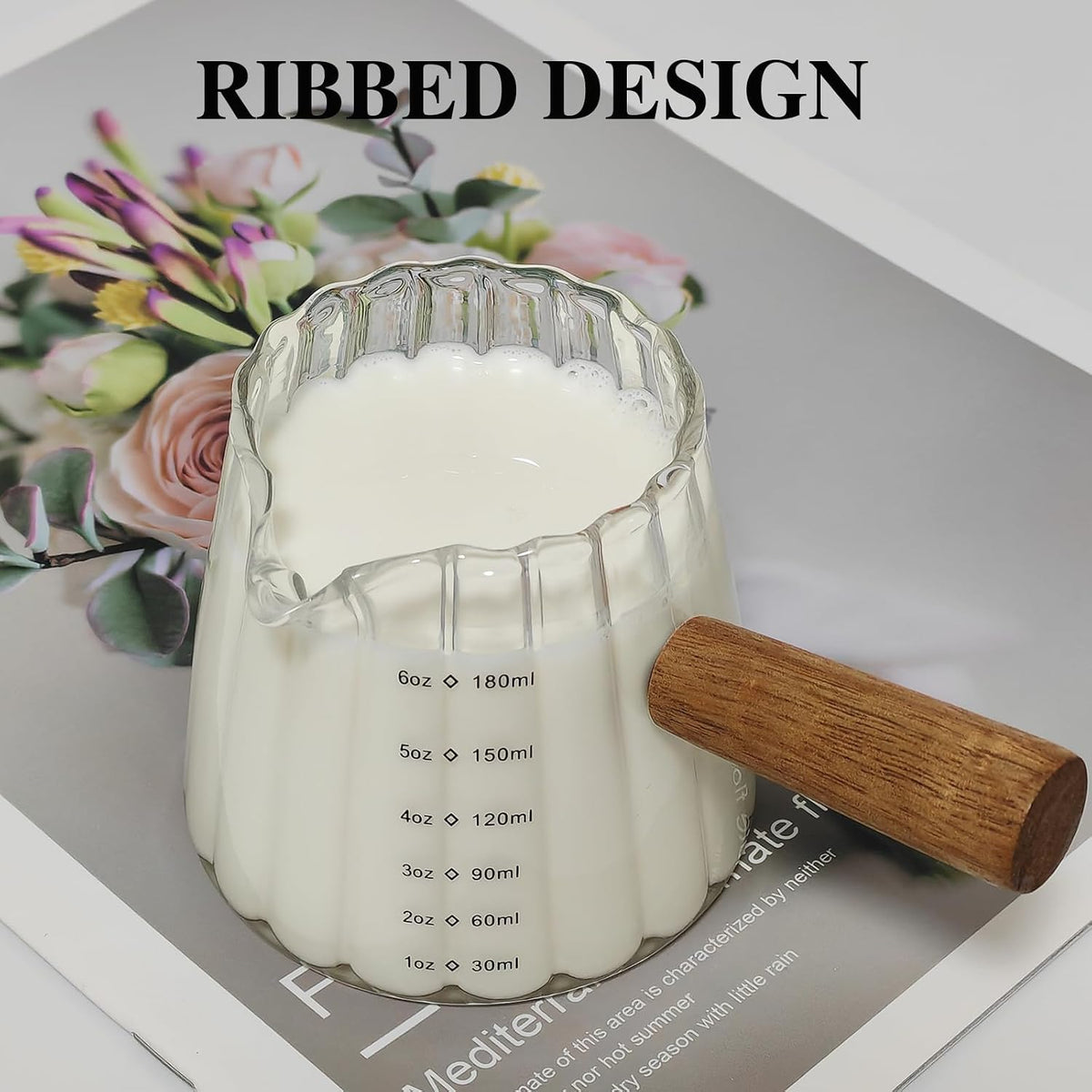 Set 2 Tazas Espresso Madera 6oz Jarra Espumar Leche Vidrio