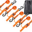 Correas amarre 1x8ft hebilla leva 4 pzas naranja