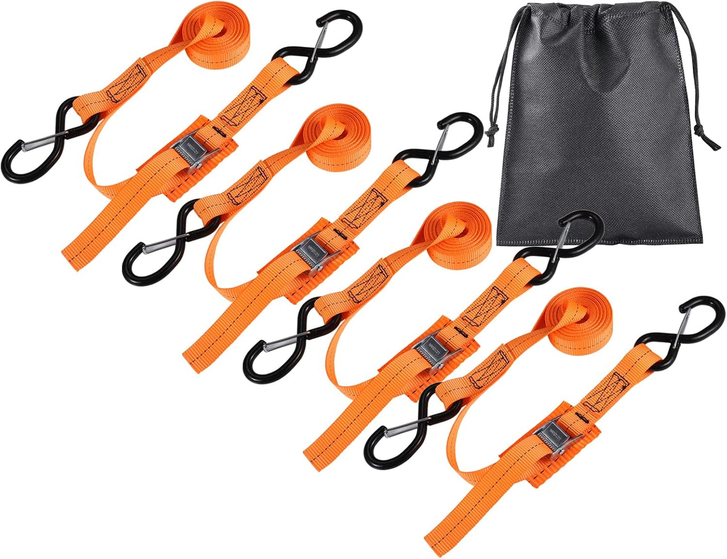 Correas amarre 1x8ft hebilla leva 4 pzas naranja