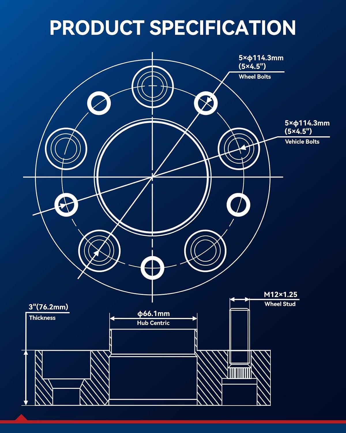 Espaciadores rueda 5x4.5 bujecéntricos 76.2mm para Altima