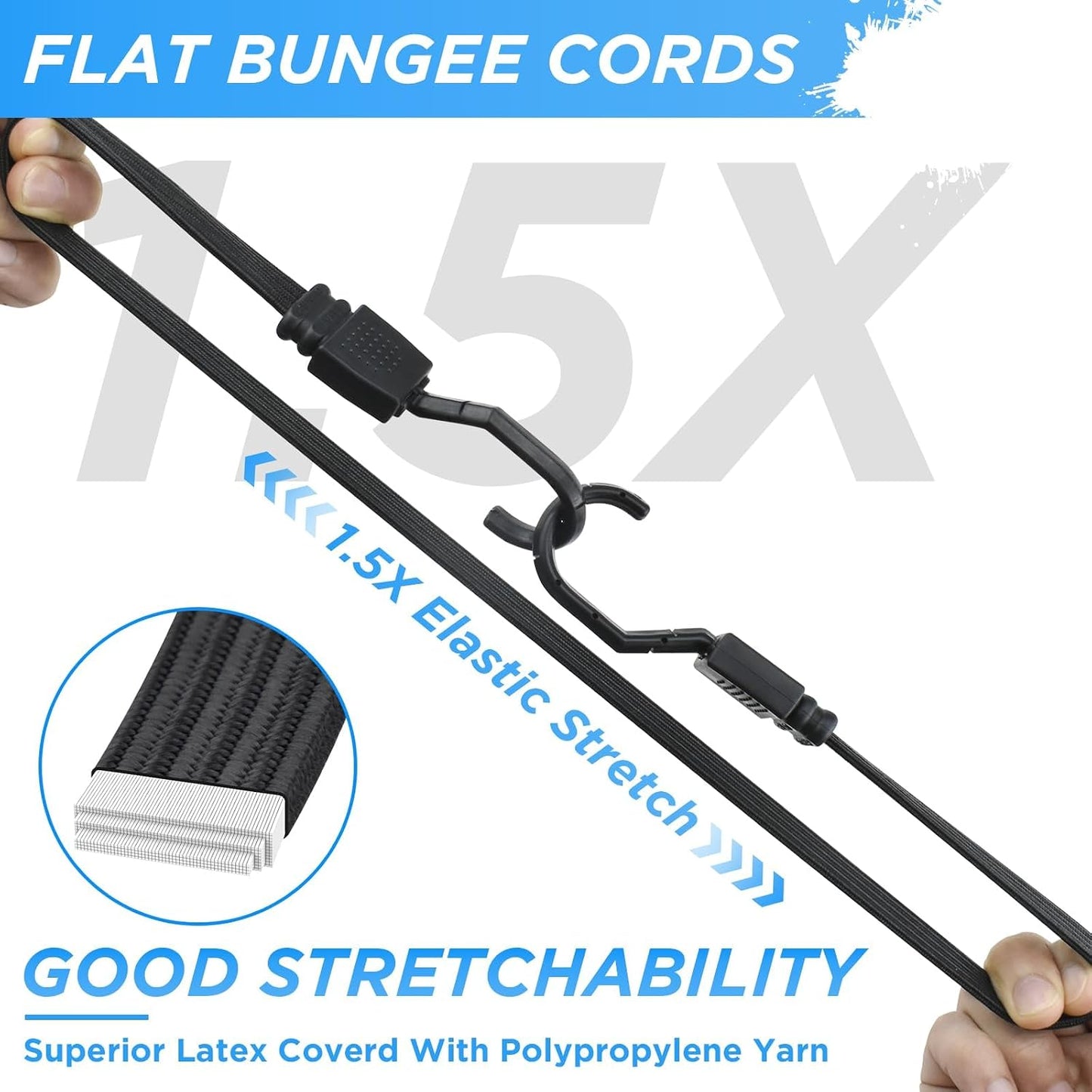 4 Correas elásticas látex 24" con ganchos para equipaje