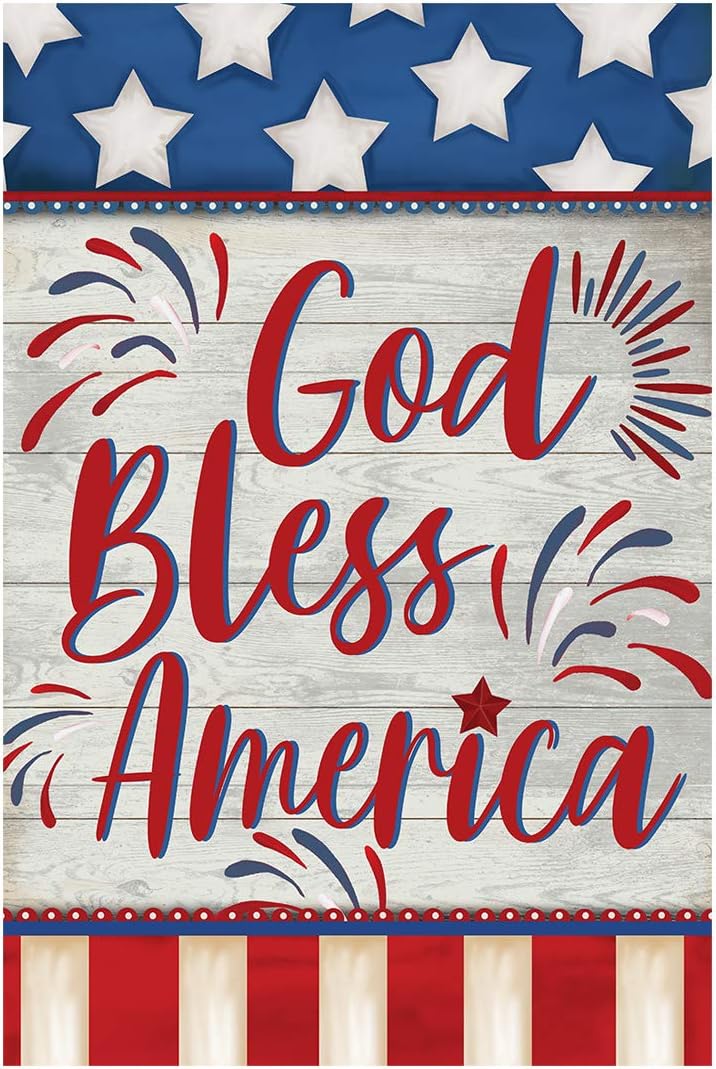 Bandera patriótica doble cara 28x40" God Bless America