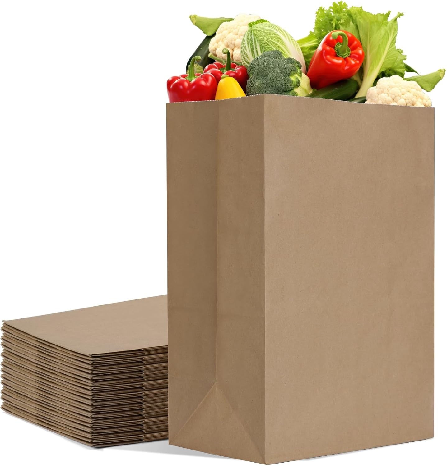 Bolsas papel kraft 12x7x17pulg 25uds resistentes