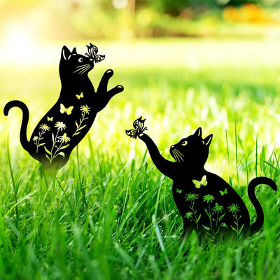 Estacas decorativas para gatos en jardín 2 pzas