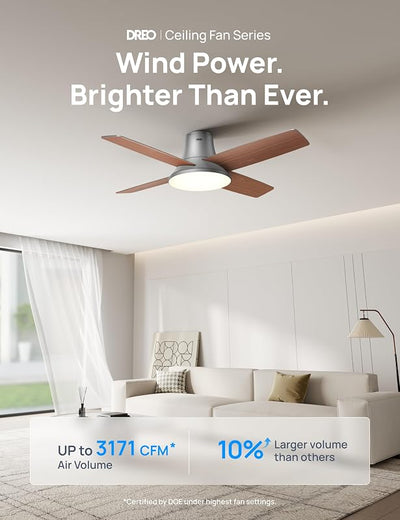 Ventilador techo plateado 44pulg control remoto 5cct 6 vel
