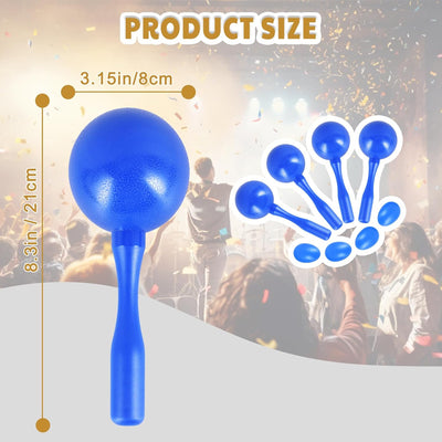 Maracas de percusión con martillo arena ABS color azul 2 pares