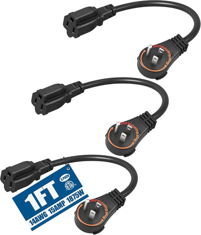 Cable extensión enchufe plano giratorio 360° 1 pie 15A/1875W