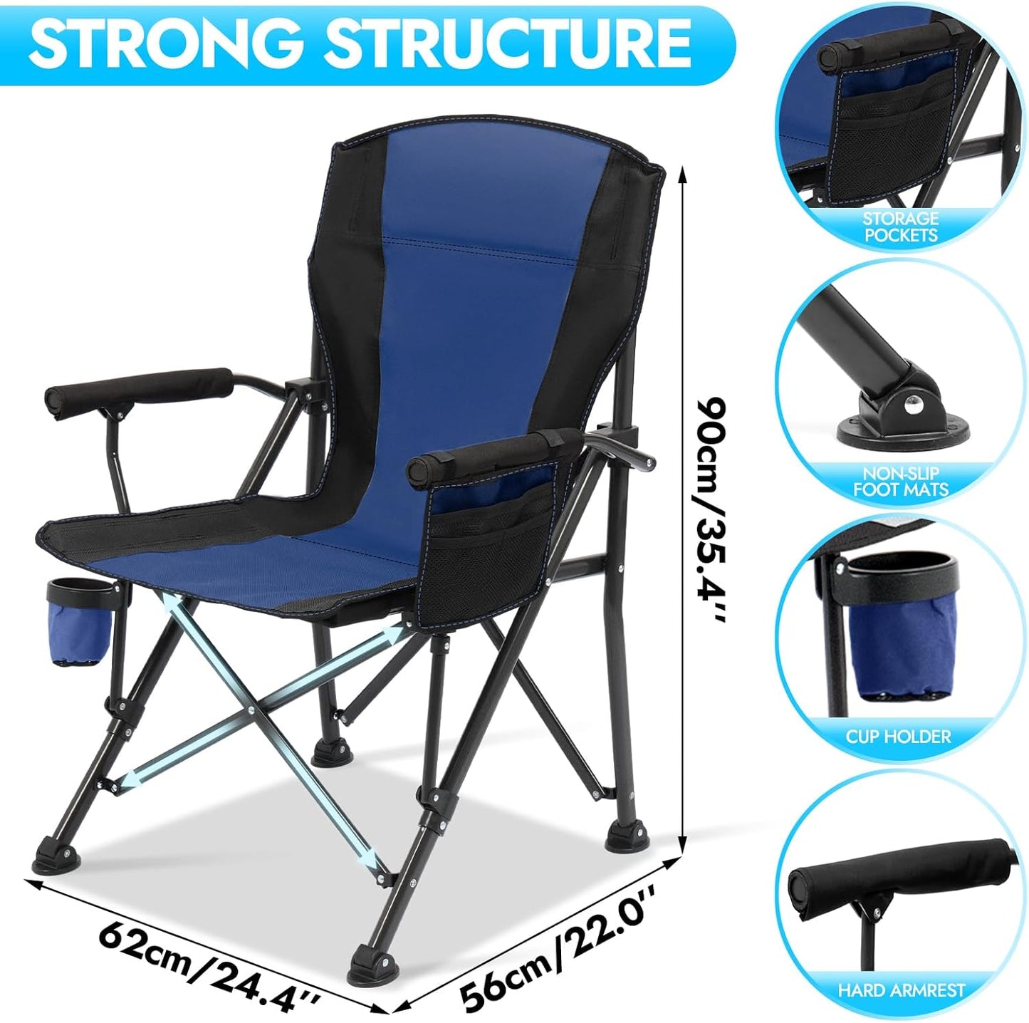 2 Sillas Campamento Plegables 450lb Resistente