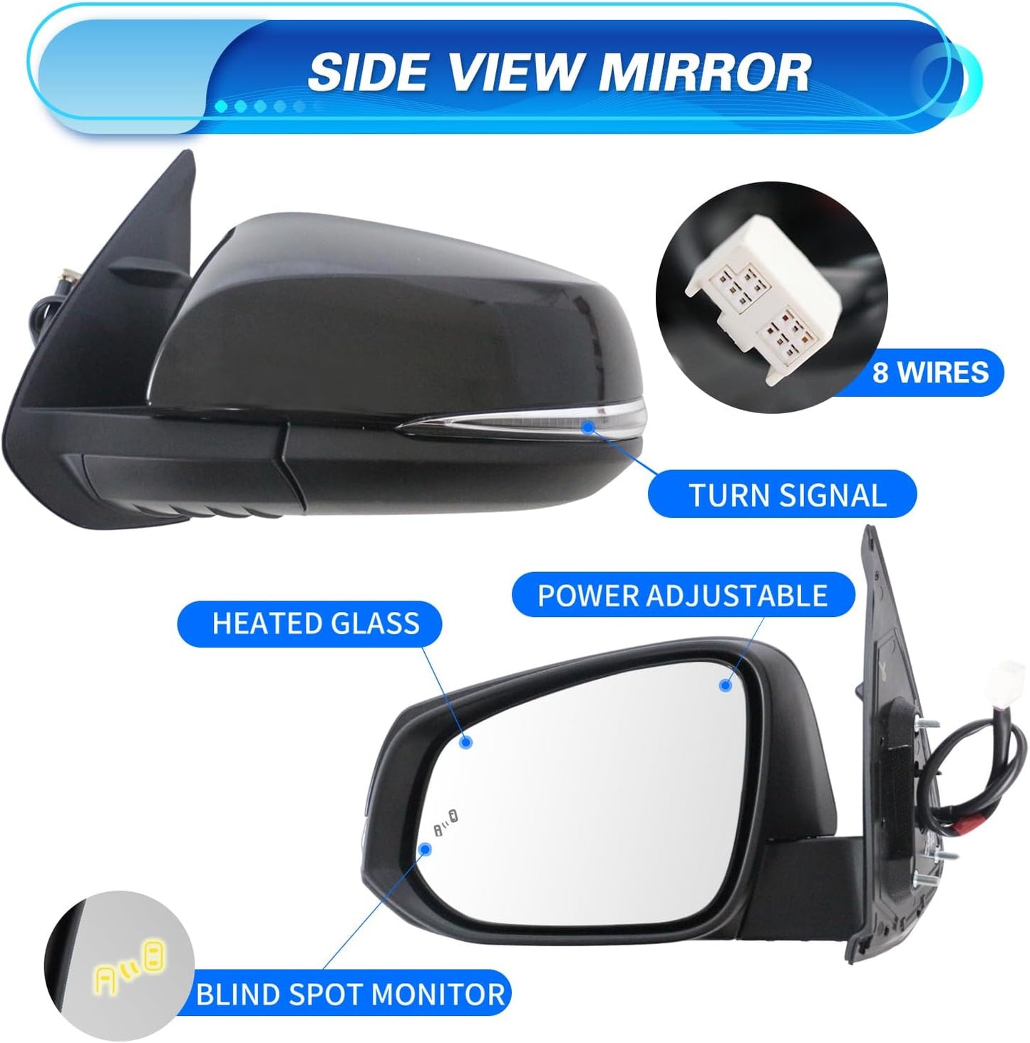 Espejo lateral Toyota Tacoma 16-23 con monitor punto ciego