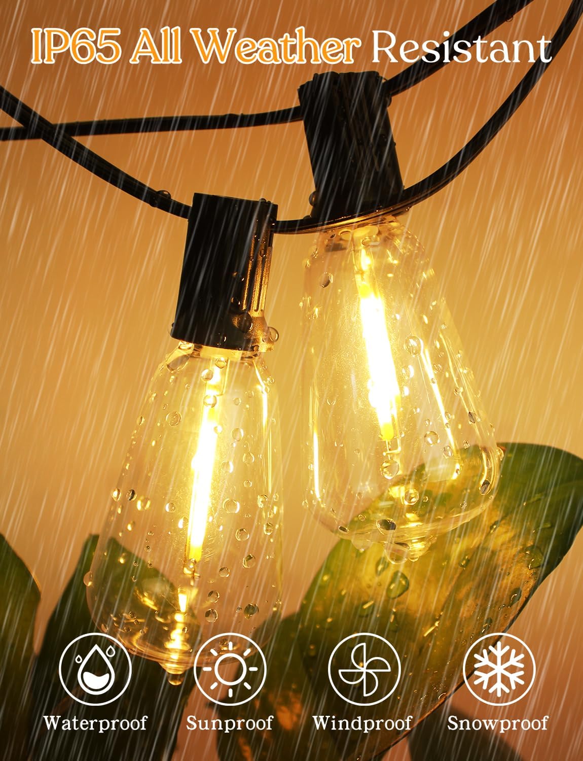 Guirnalda luces LED exteriores 200ft Edison 2700K