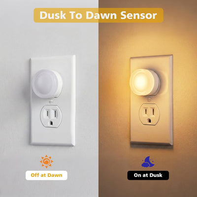 2 Luces Nocturnas Enchufables LED Sensor Luz Acrílica Blanca 3000K