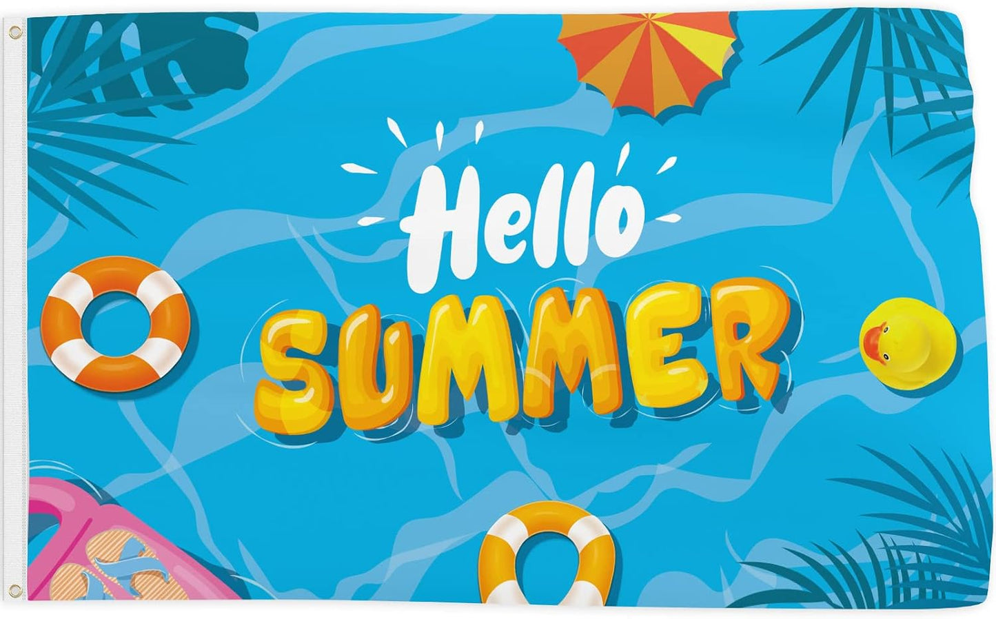 Bandera Hello Summer 3x5ft decoración piscina fiesta