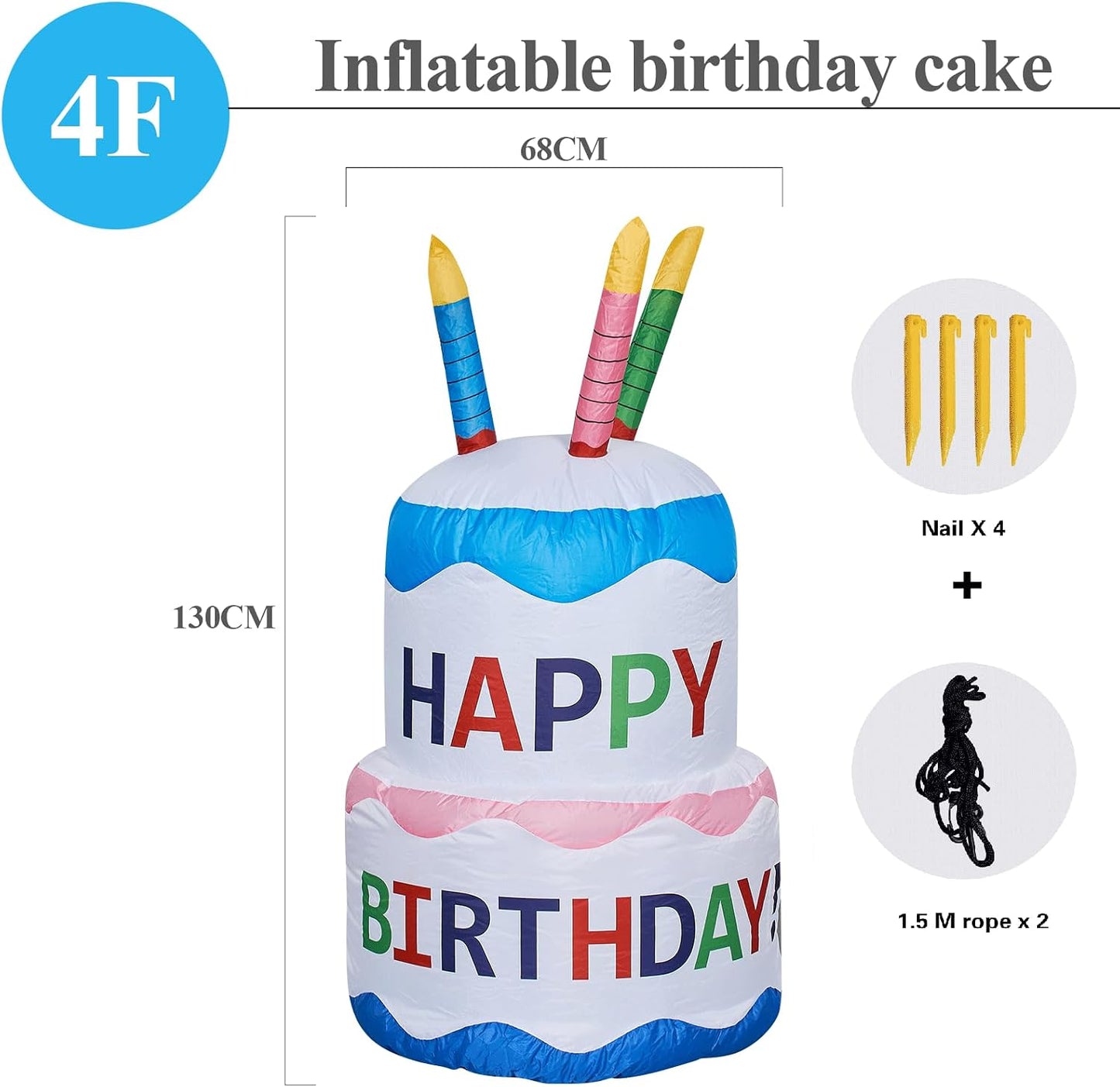 Decoración inflable pastel cumpleaños 4ft