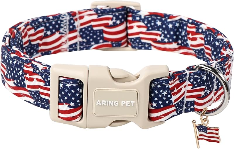 Collares perros bandera patriótica EE.UU. rojo blanco azul