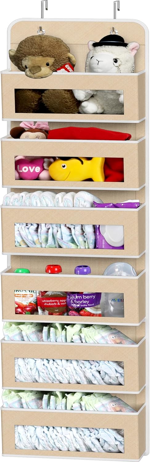 Organiz. puerta con 6 bolsillos transparentes beige