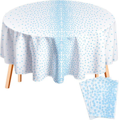 Mantel plástico 84pulg confeti lunares 3 Pzas blanco azul