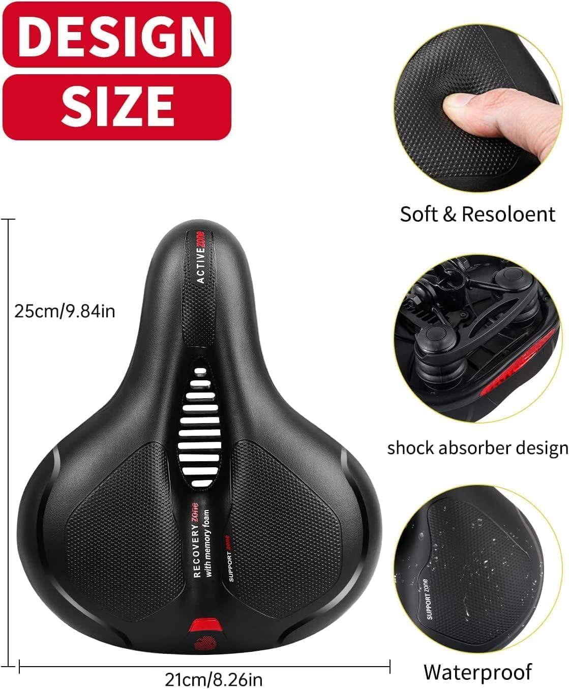 Cojín asiento bicicleta ancho doble absorción viscoelástica