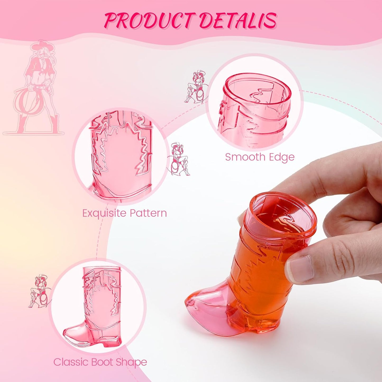 12 Pzas Vasos Chupito Bota Vaquero Reutilizables